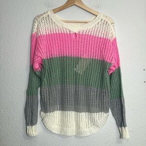 143 Story by Line Up Colorblock Knit Pullover Sweater Womens Size Small NWT